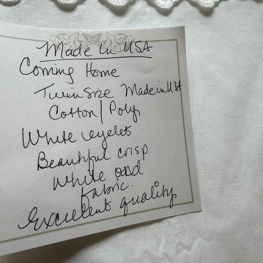 Vintage Lands End Coming Home Twin Sheet White New Eyelet Made In USA